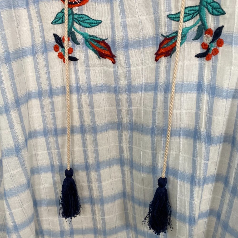 NWT THML Plaid Sleeveless Dress with Floral Embroidery - Picture 5 of 9